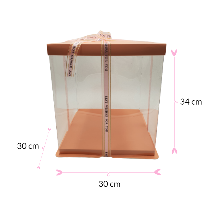 CAJA PARA TARTA DELUXE ROSA - 30 X 34 CM