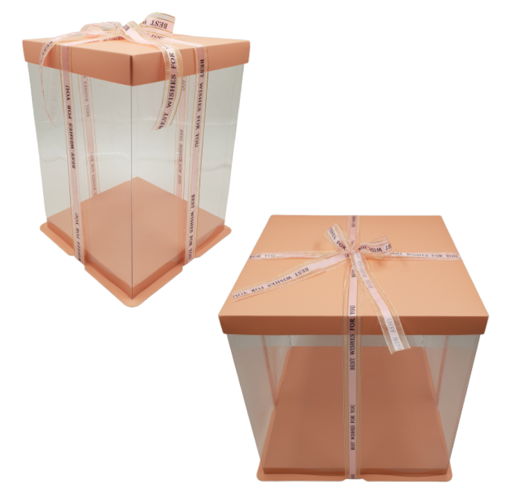 CAJA PARA TARTA DELUXE ROSA - 33,5 X 37 CM