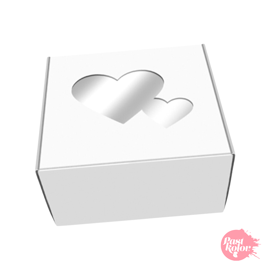 CAJA PARA 1 GALLETA REVERSIBLE CON CORAZONES - BLANCA Y KRAFT - Imagen 2