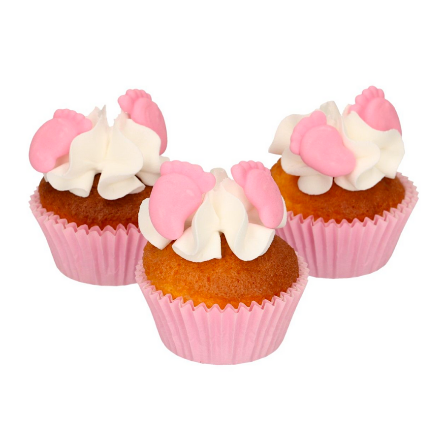 DECORACIONES DE AZUCAR FUNCAKES - PIES BEBE ROSAS - Imagen 2