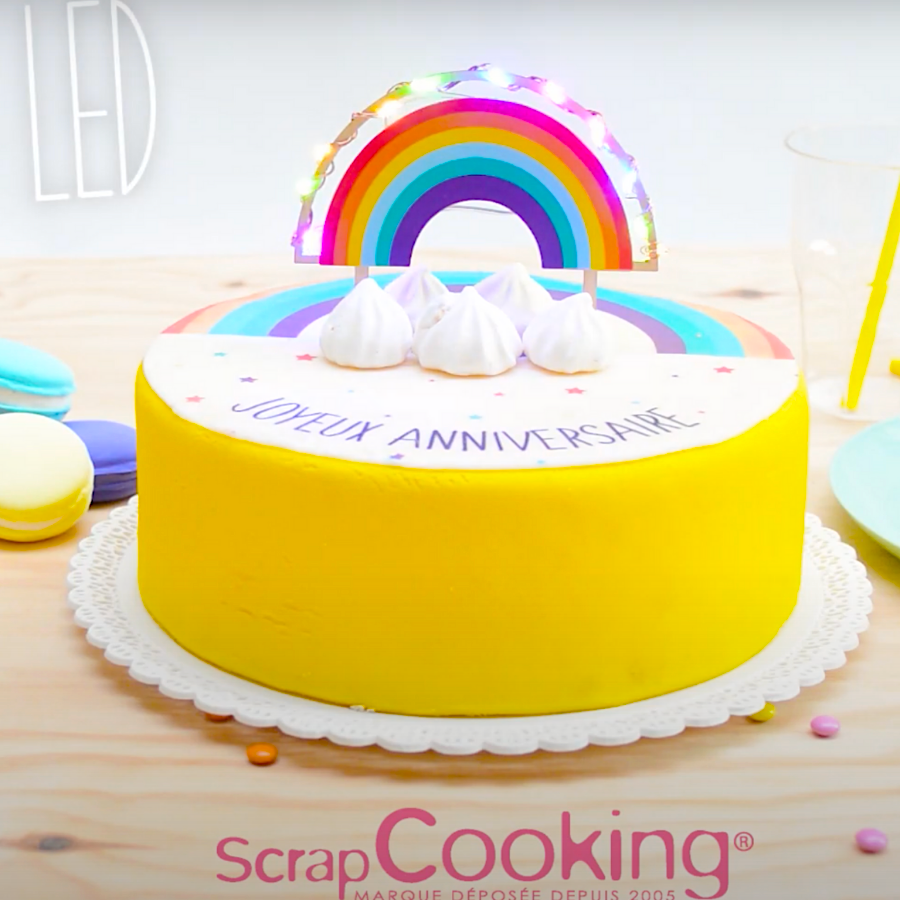 TOPPER PARA TARTA SCRAPCOOKING - ARCO IRIS LED - Imagen 2