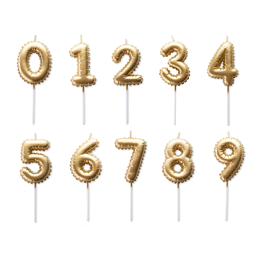 VELA CUMPLEAÑOS GLOBO DORADA - NUMERO 9 - Imagen 3