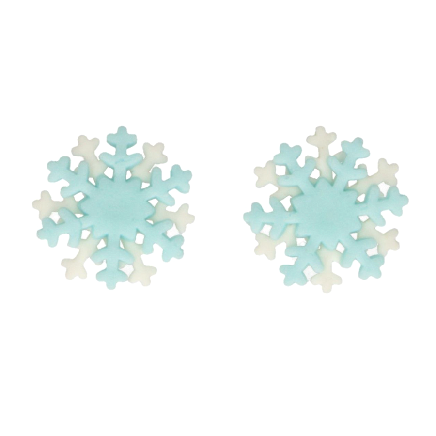 DECORACIONES DE AZUCAR FUNCAKES - COPOS DE NIEVE (BLANCOS Y AZULES) - Imagen 2