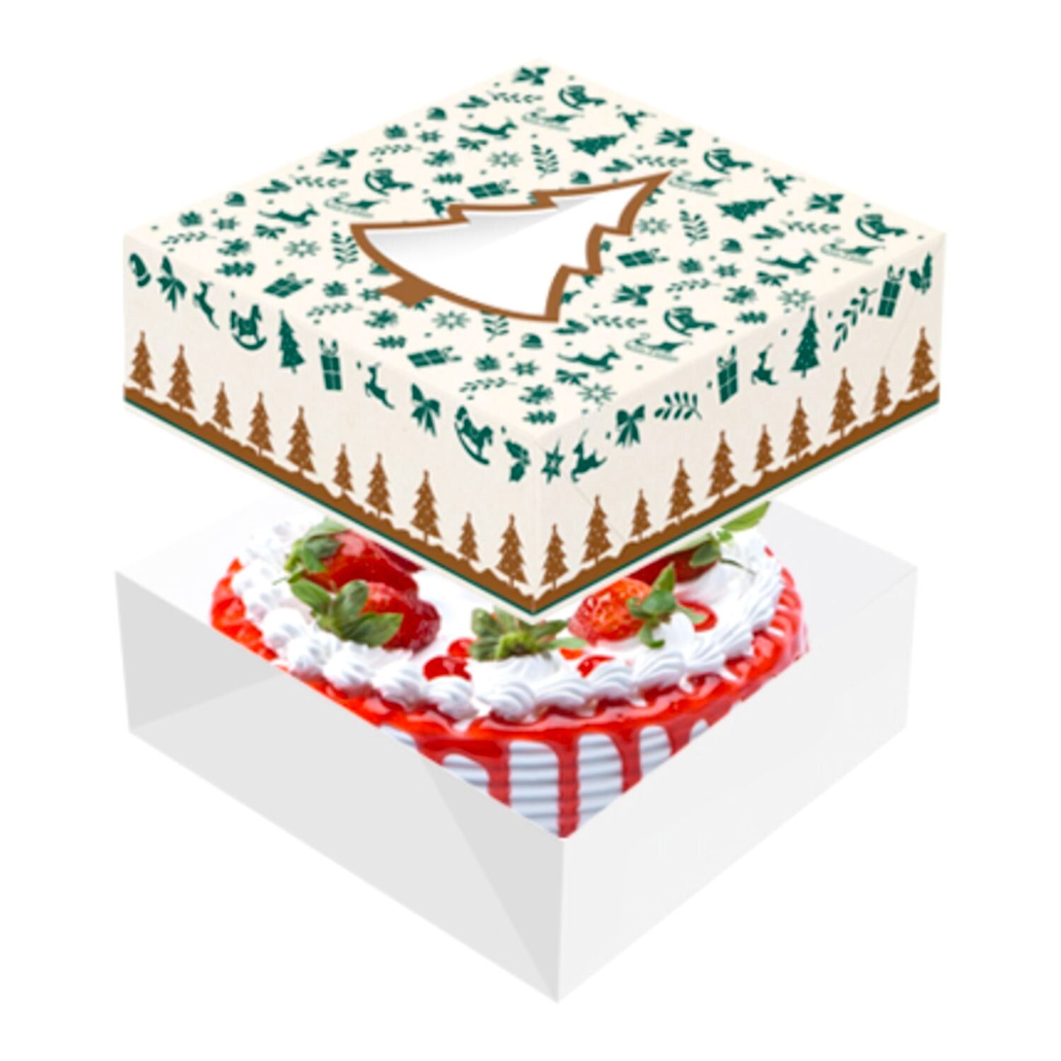 CAJA PARA TARTA ARBOL DE NAVIDAD - 24 X 7,5 CM - Imagen 2