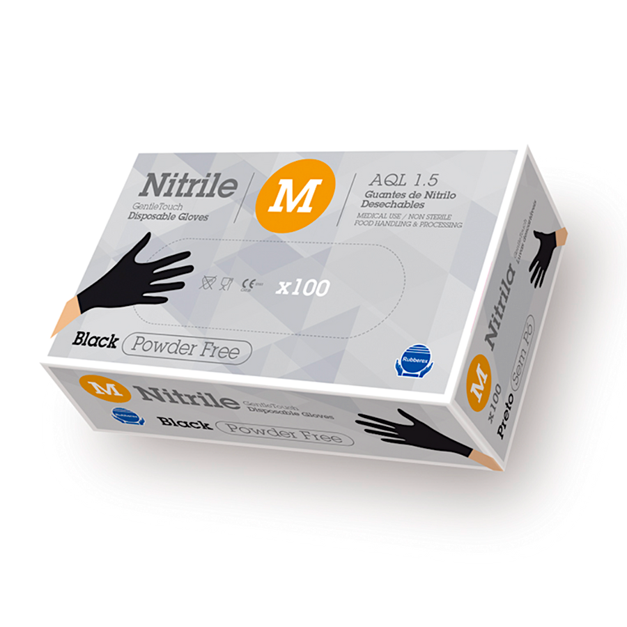 GUANTES DE NITRILO RUBBEREX NEGROS - M (MEDIANOS) 3,5 G - Imagen 2