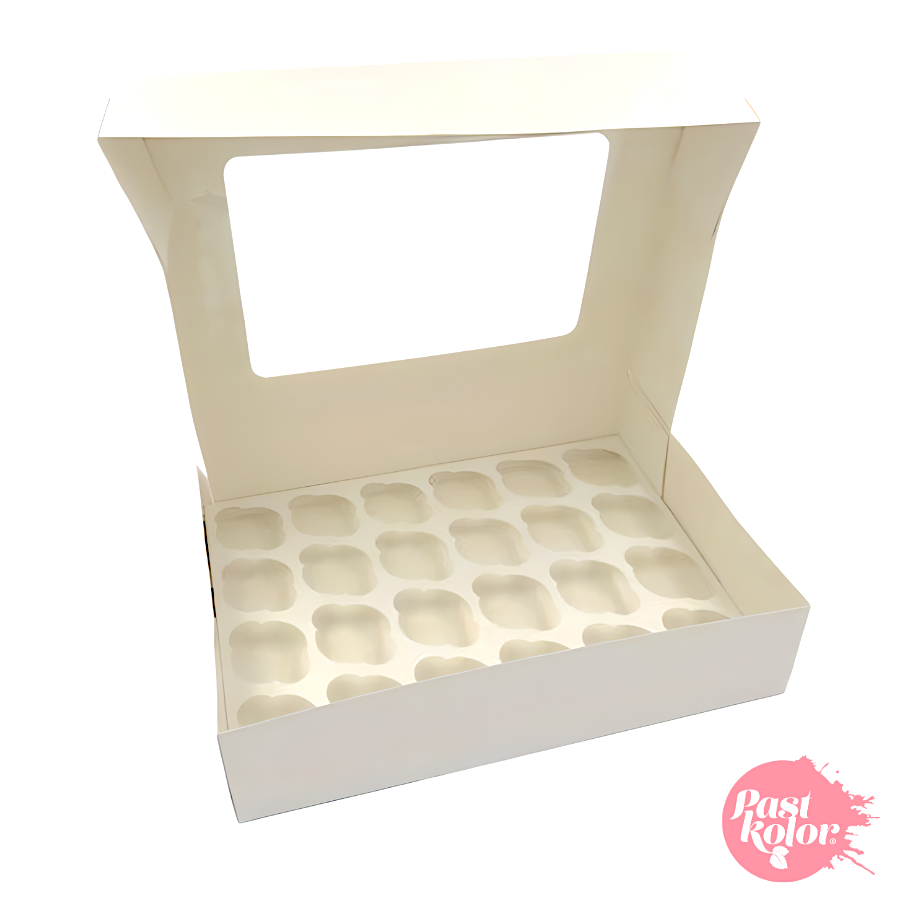 CAJA PARA 24 MINI CUPCAKES BLANCA CON VENTANA - Imagen 2