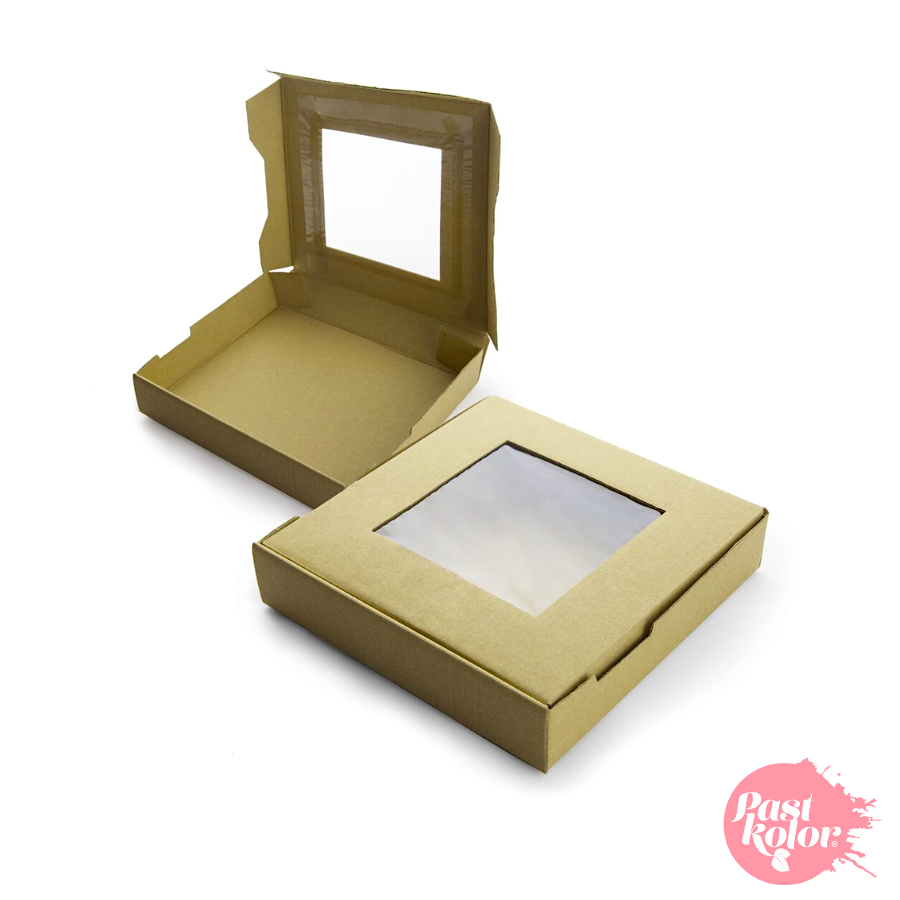 CAJA PARA GALLETAS KRAFT CON VENTANA - H 3,5 CM - Imagen 2