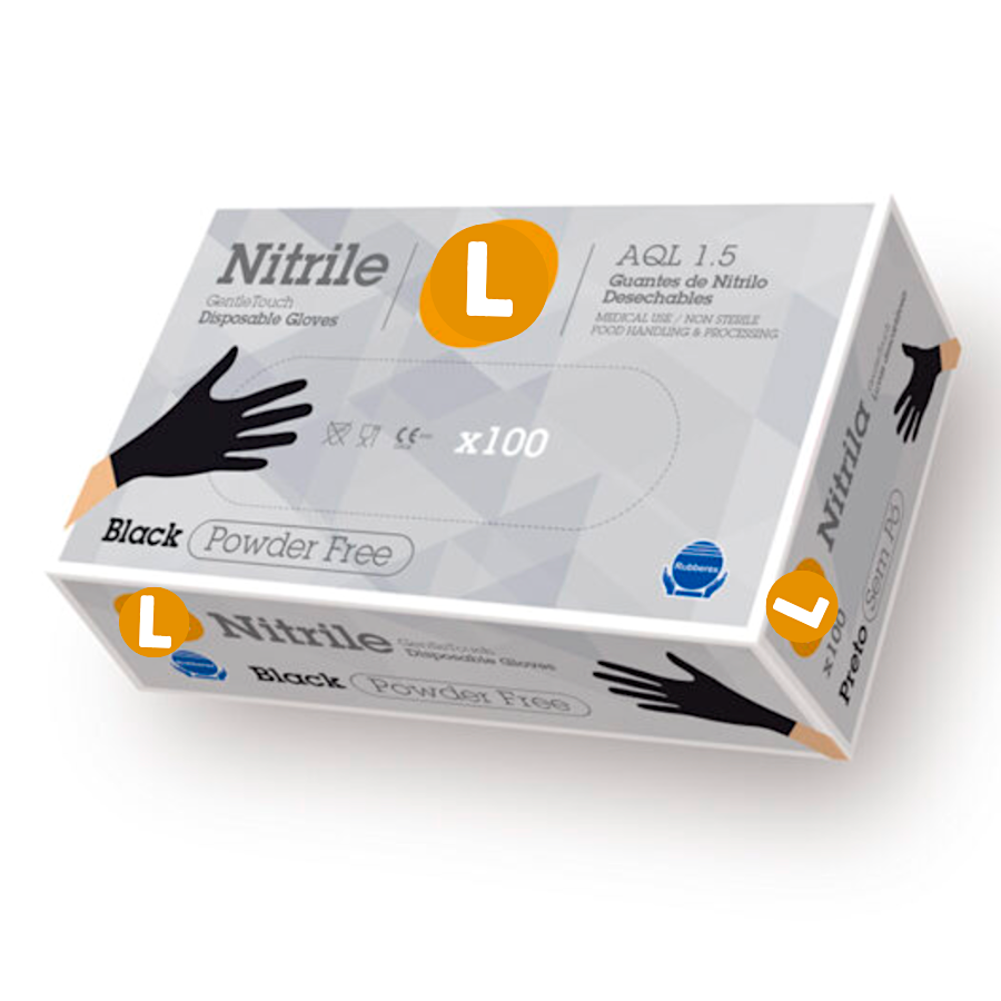 GUANTES DE NITRILO RUBBEREX NEGROS - L (GRANDES) 3,7 G - Imagen 2