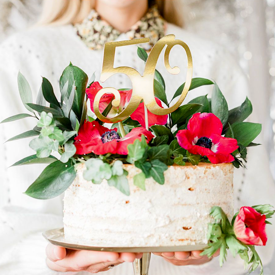 TOPPER PARA TARTA PARTYDECO - "50" ORO - Imagen 2
