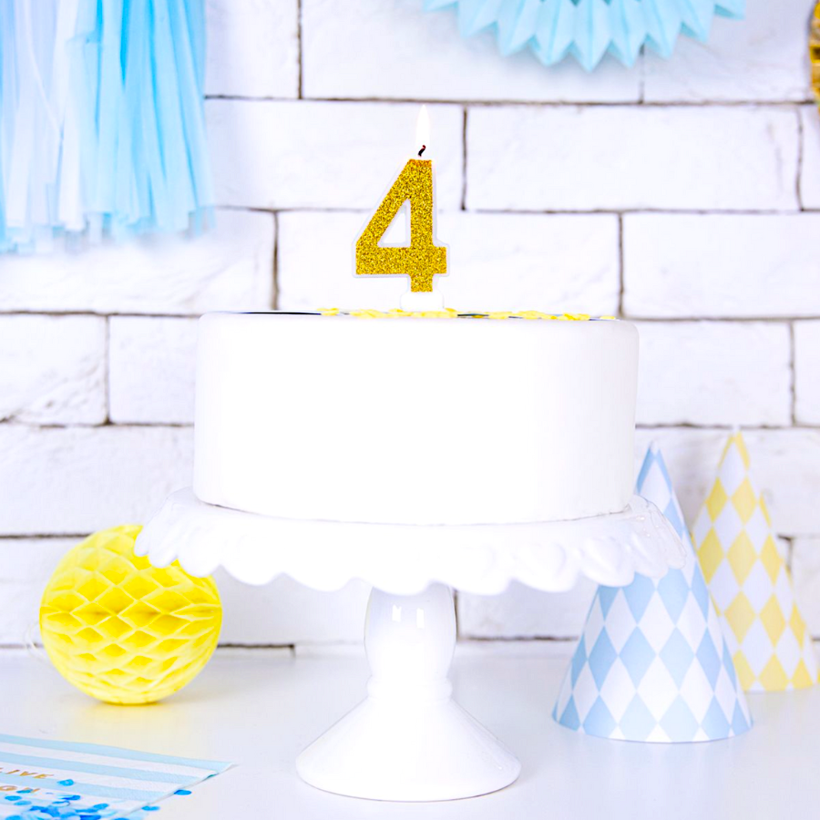 VELA CUMPLEAÑOS DORADA "PARTYDECO" - NUMERO 4 - Imagen 2