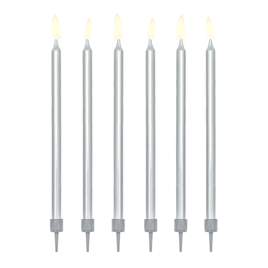 VELAS CUMPLEAÑOS PARTYDECO - PLATEADAS (12,5 CM) - Imagen 2