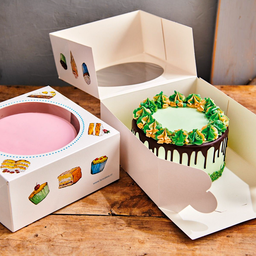 SET CAJA PARA TARTA FUNCAKES - DISEÑO "CAKES" (26 CM) - Imagen 2