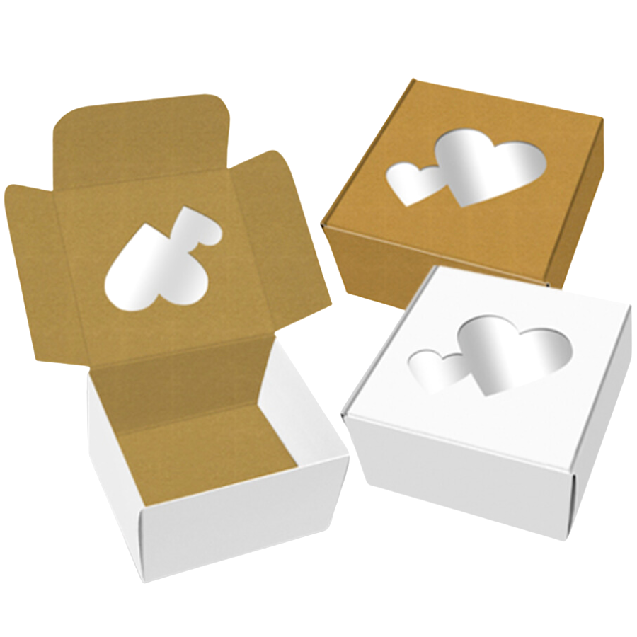 CAJA PARA 1 GALLETA REVERSIBLE CON CORAZONES - BLANCA Y KRAFT - Imagen 3