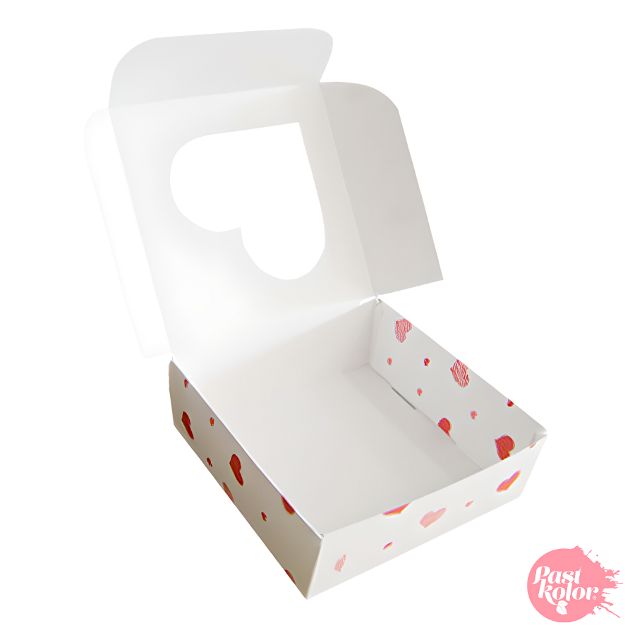 CAJA PARA GALLETAS CUADRADA REVERSIBLE - BLANCA Y CORAZONES - Imagen 2