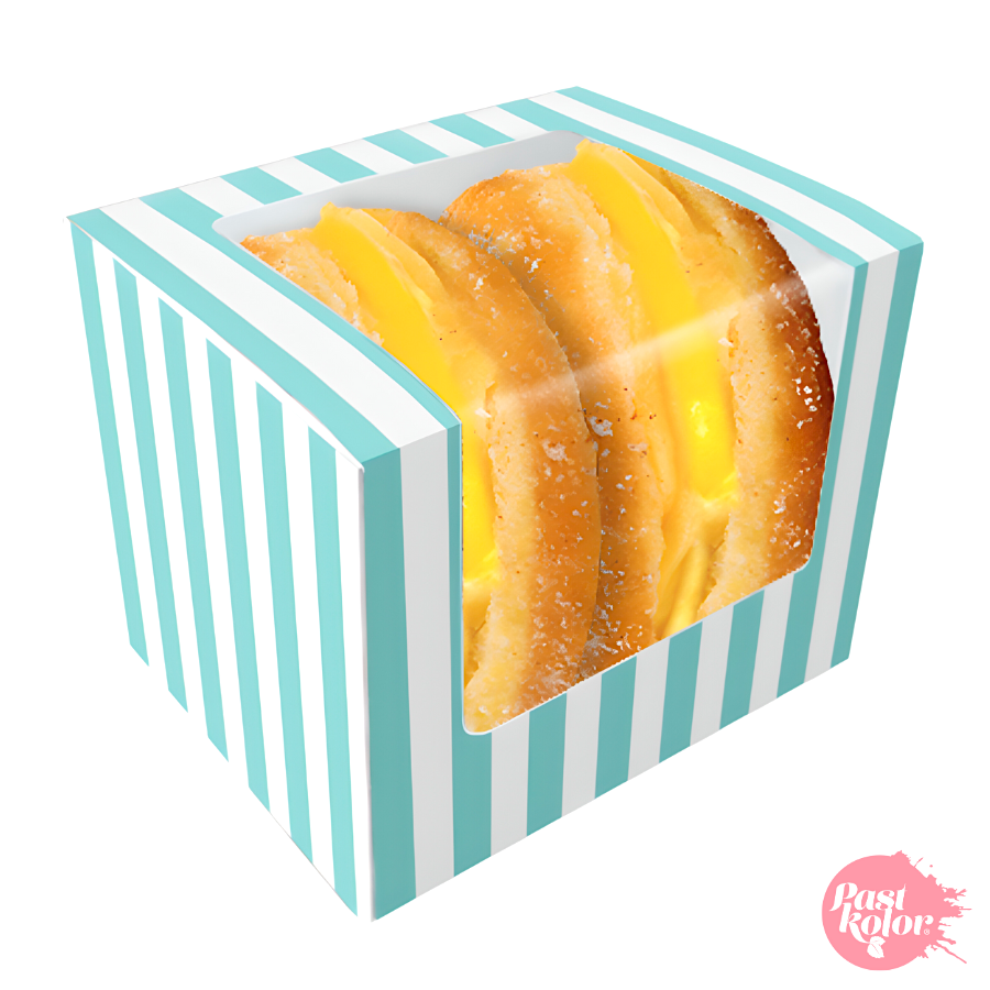 CAJA PARA DONUTS BLANCA Y AZUL - 12,5 X 10 CM - Imagen 2