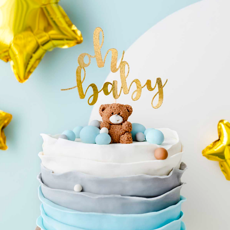 TOPPER PARA TARTA PARTYDECO - "OH BABY" ORO - Imagen 2