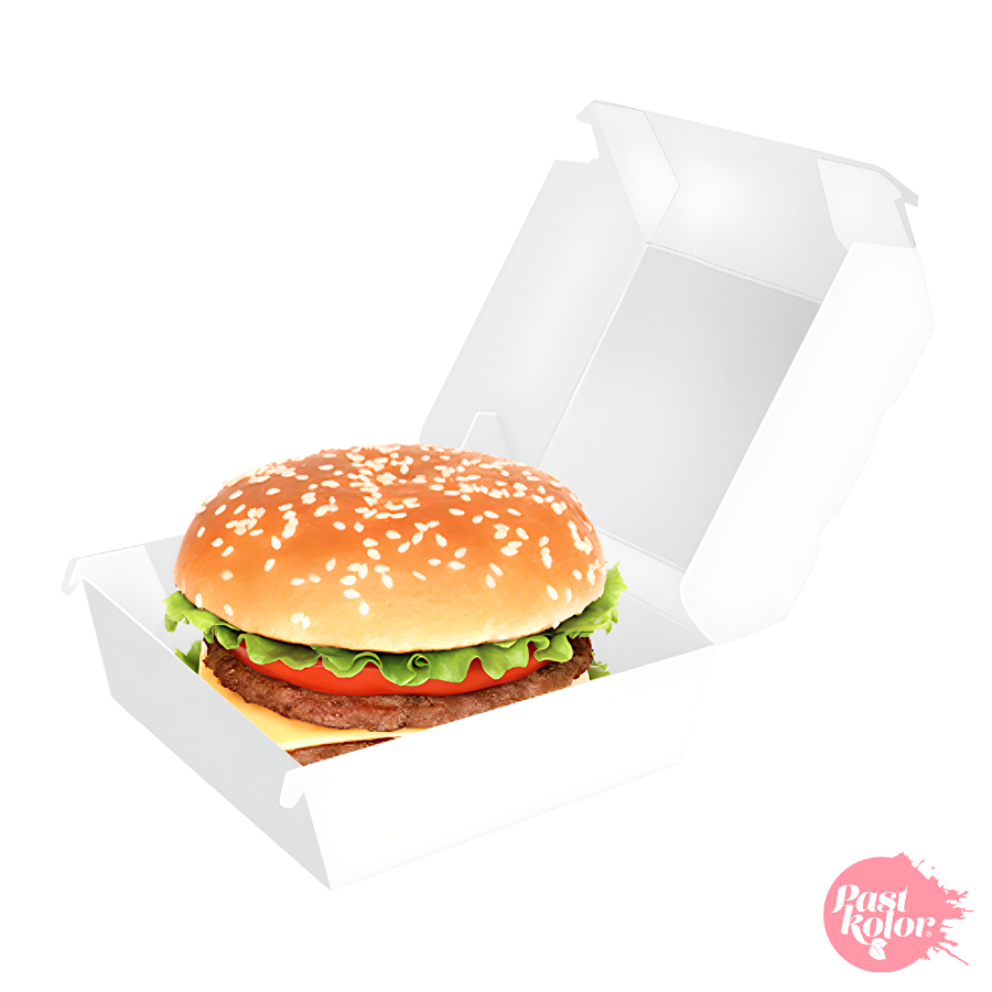 CAJA PARA HAMBURGUESA BLANCA - 10 X 8 CM - Imagen 2