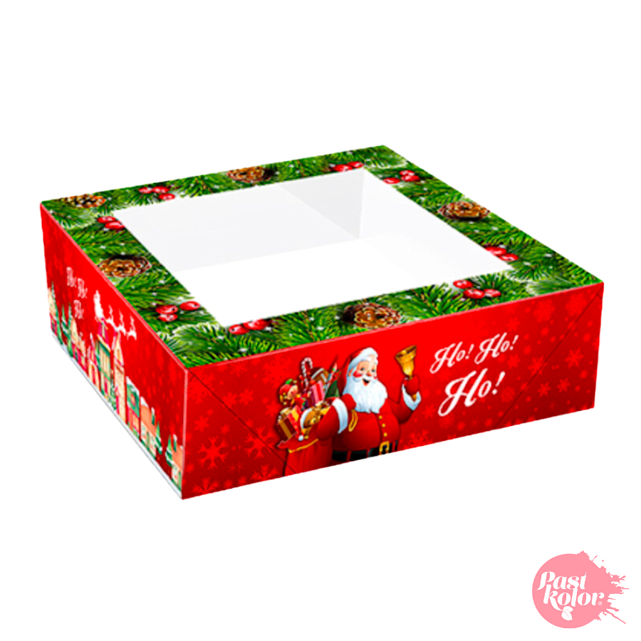 CAJA PARA TARTA ROJA "SANTA CLAUS" - 33 X 7,5 CM - Imagen 2