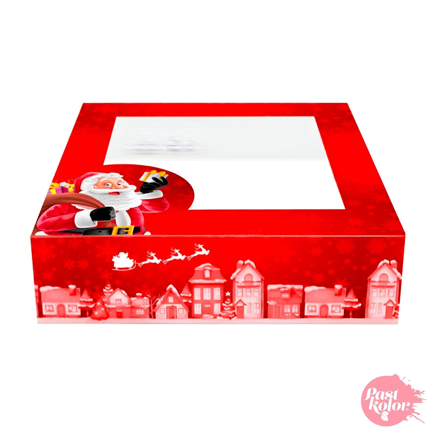 CAJA PARA TARTA ROJA "SANTA CLAUS" - 30 X 7,5 CM - Imagen 2