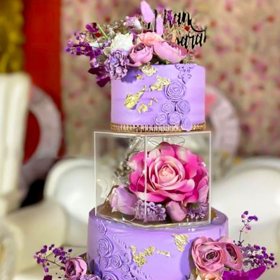 SOPORTE HEXAGONAL TRANSPARENTE PARA TARTAS - 20 CM / H 15 CM - Imagen 3