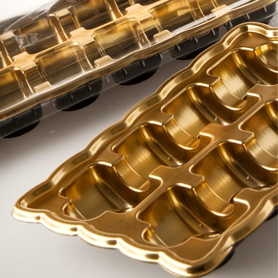 SOPORTE DORADO CON TAPA TRANSPARENTE PARA 12 MACARONS - Imagen 2