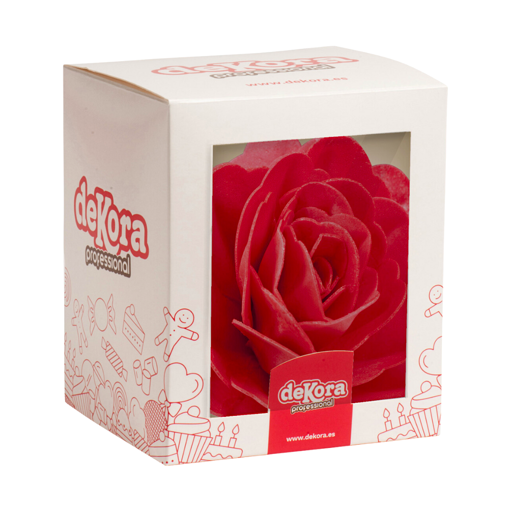 FLOR DE OBLEA GIGANTE DEKORA - ROSA ROJA - Imagen 4