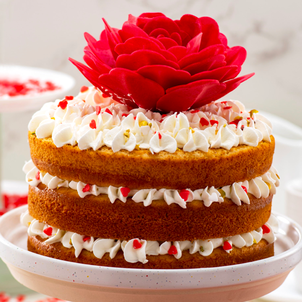 FLOR DE OBLEA GIGANTE DEKORA - ROSA ROJA - Imagen 2