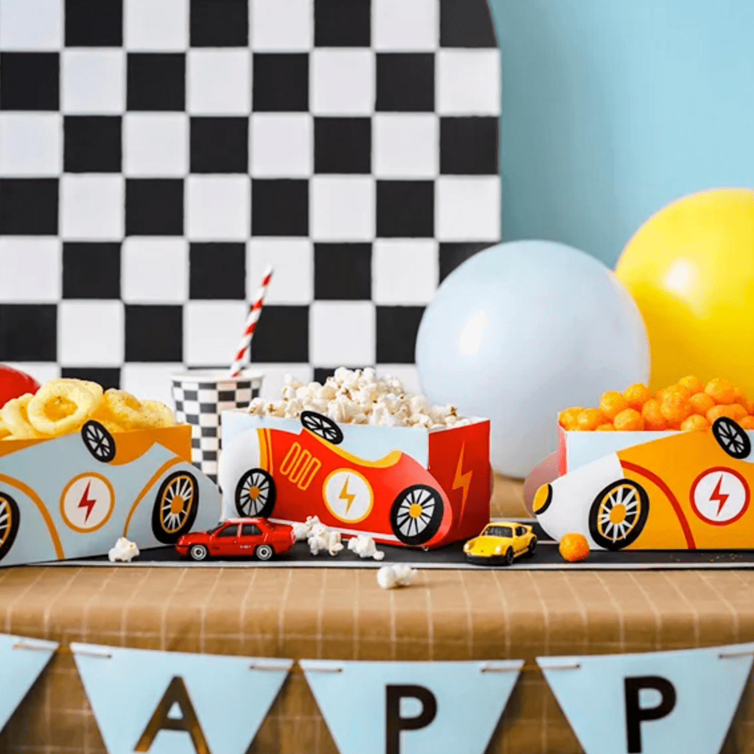 CAJAS DE PAPEL PARA SNACKS PARTYDECO - COCHES - Imagen 2