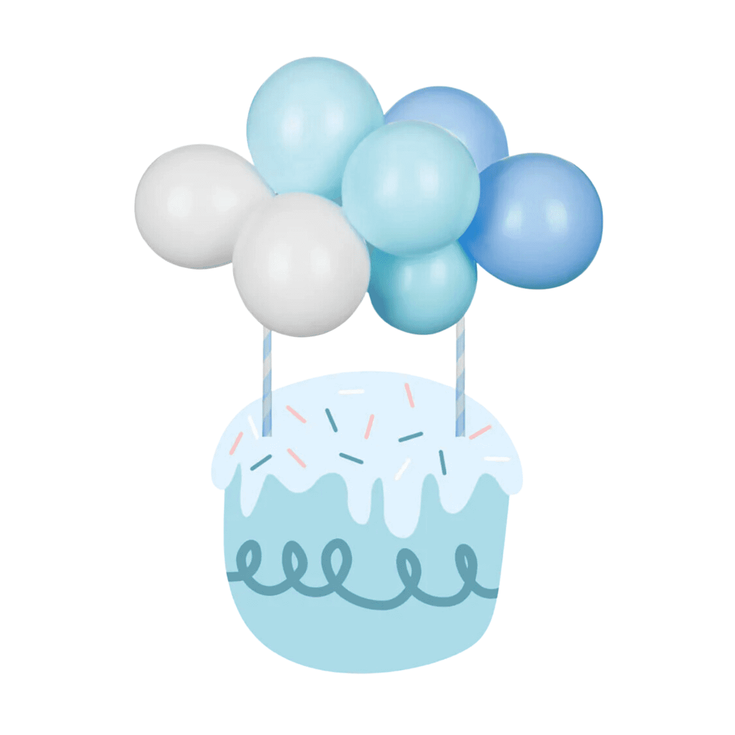 TOPPER PARA TARTA GLOBOS PARTYDECO - AZULES - Imagen 2