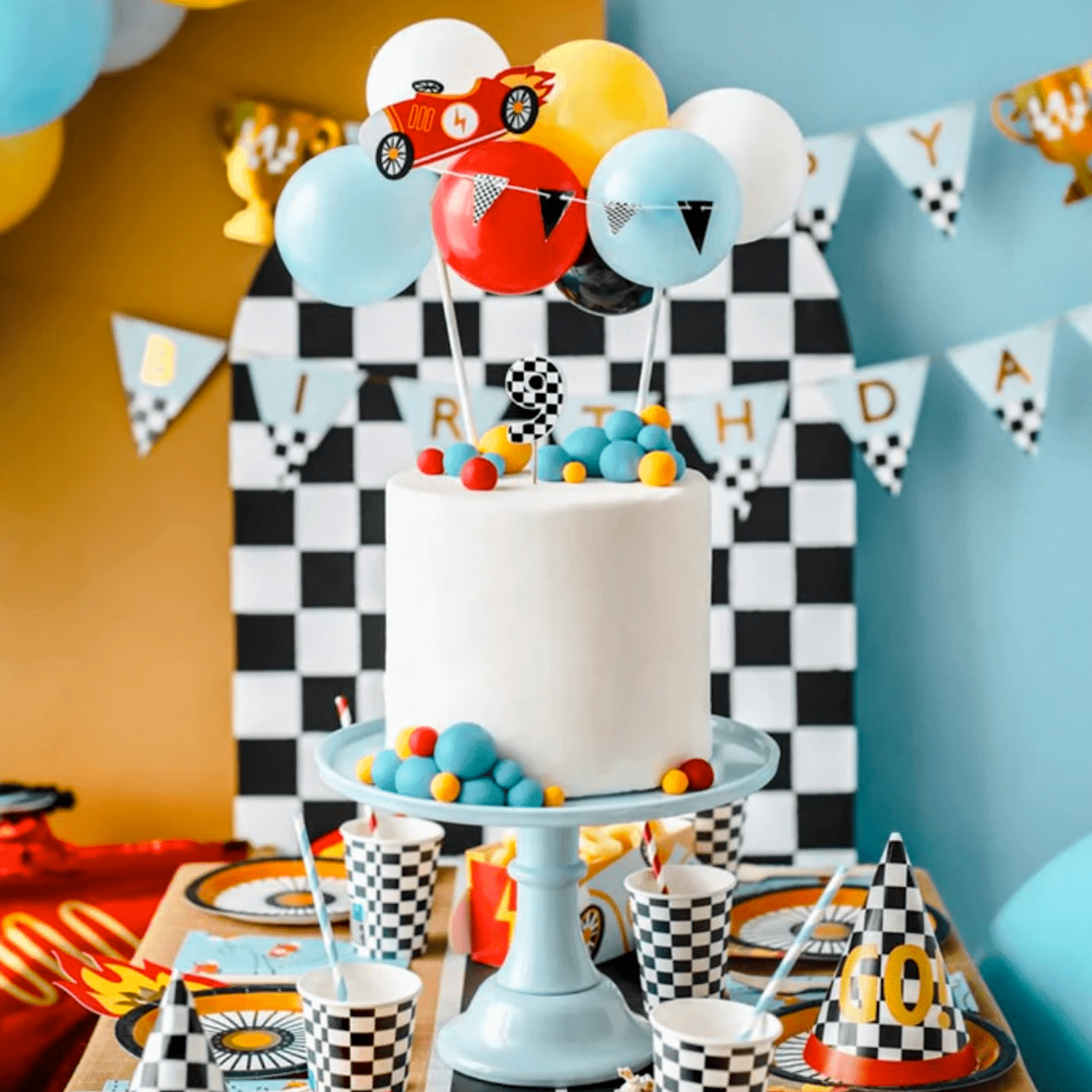 TOPPER PARA TARTA GLOBOS PARTYDECO - COCHE - Imagen 2