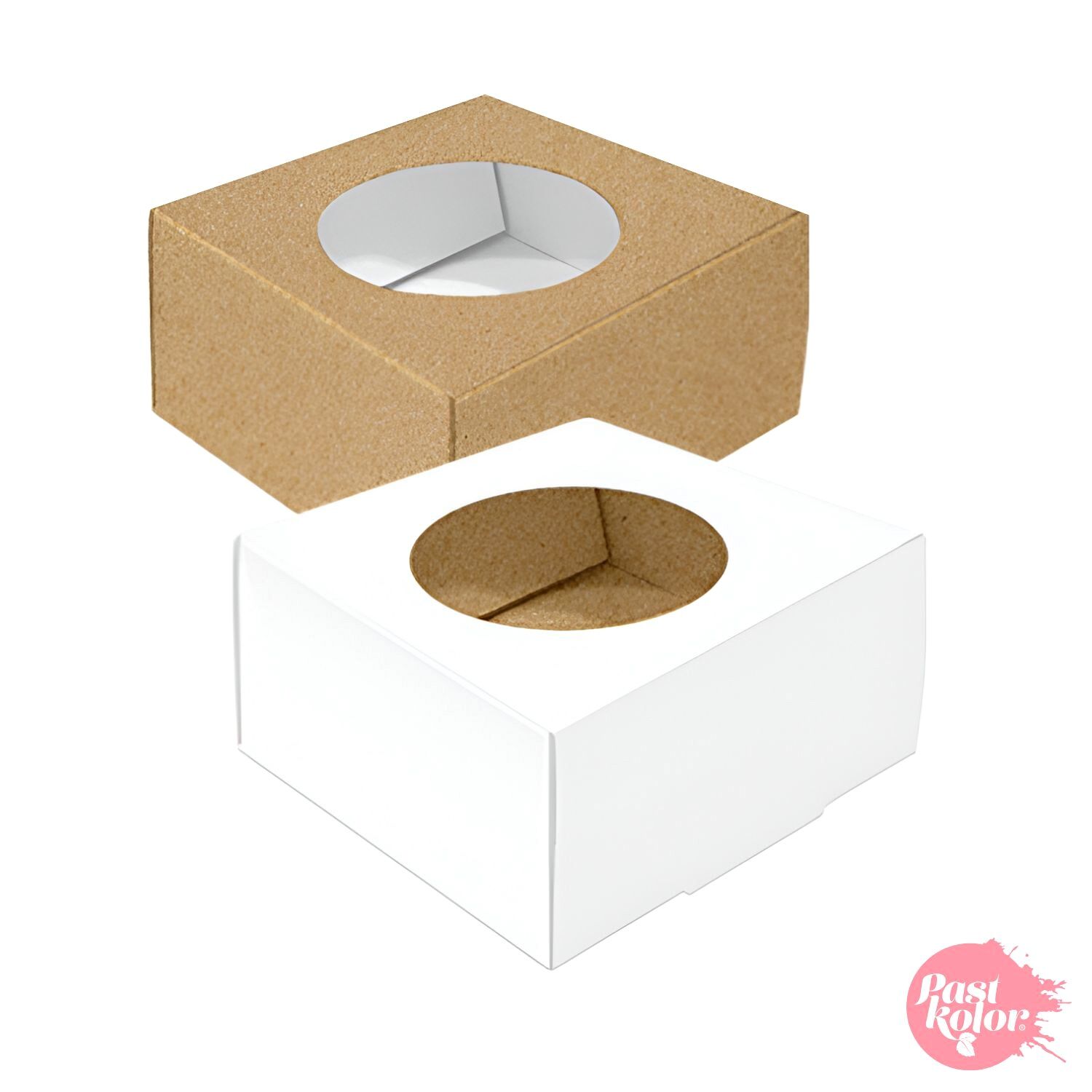 CAJA PARA GALLETAS CUADRADA REVERSIBLE - BLANCA Y KRAFT - Imagen 2