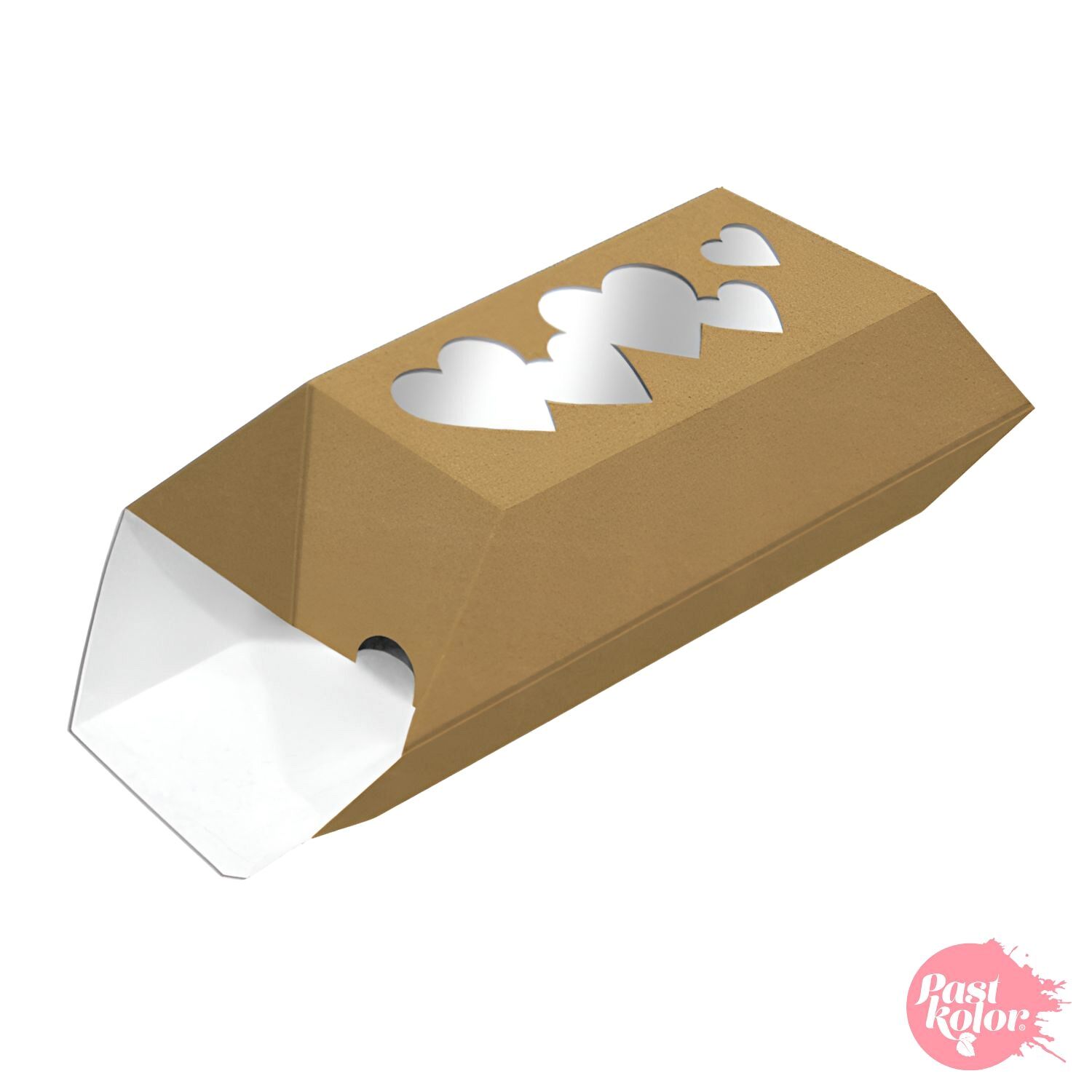 CAJA PARA DULCES KRAFT CON VENTANA CORAZONES - Imagen 2